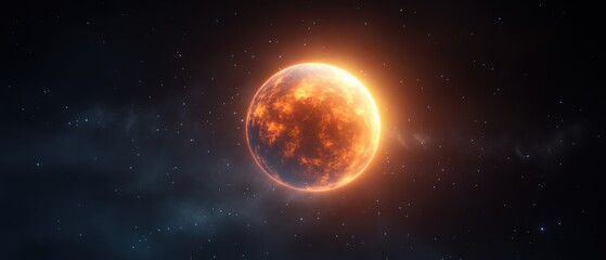 Obraz premium fiery planet in space with stars