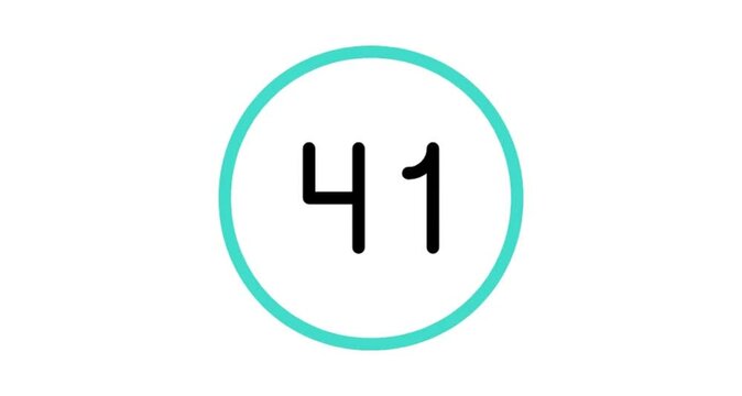 Blue circle number 41 button icon animation videos