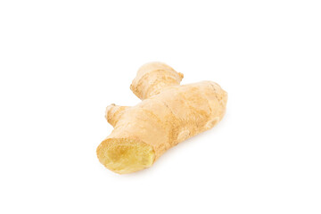 Fresh ginger and lemon isolated on white background. Sliced ​​ginger. Ginger root. Traditional alternative medicine, healing tea for immunity. Close-up.
