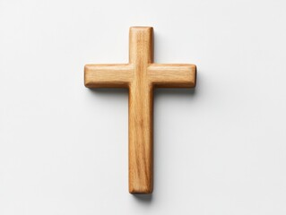 simple wooden cross on a white background
