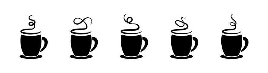 Hot beverage cup vector abstract icons.