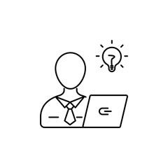 Employee with Laptop Outline Icon, a symbol of remote or office work.