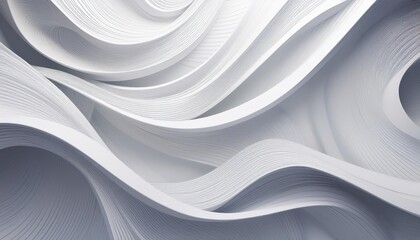 Striking 3D Abstract Artwork of White Ribbons against a Minimalist Backdrop, showcasing Light and Depth in a Modern Render with Spacious Composition