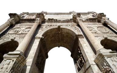 Triumphal Arch of Constantine in the Imperial Forum of Rome, Italy. Png File.