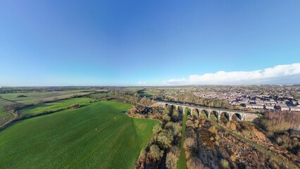 An aerial view of the Sankey Viaduct (Nine Arches) near Newton-le-Willows in Merseyside, UK