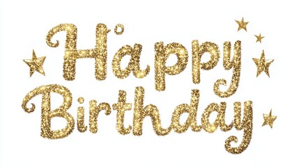 Golden Glitter Happy Birthday Design