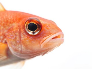 close-up of an orange fish head isolated on white
