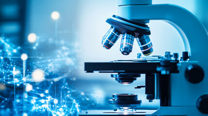 High-tech microscope showcasing scientific research and innovation in a laboratory setting