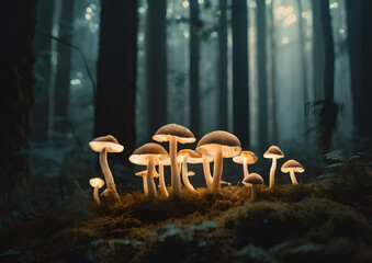 Mystical Forest with Glowing Mushrooms