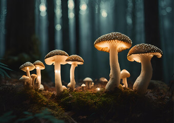 Mystical Forest with Glowing Mushrooms