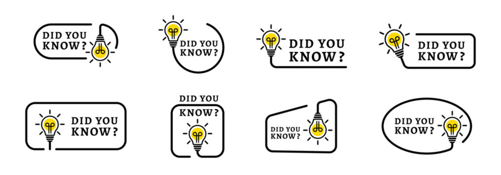 Did you know reminder vector set.
Highlights of facts and tips.