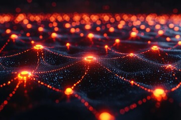 Fototapeta premium Abstract Network: Glowing Nodes Connect, Forming a Digital Universe