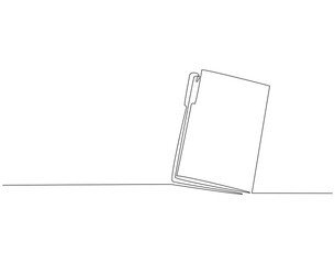 Continuous one line drawing of file folder document. One line drawing illustration of document. Paperwork, Business concept line art. Editable outline