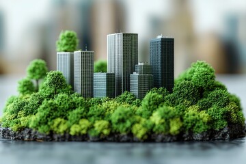 Fototapeta premium Green City: Eco-Friendly Urban Design Flourishes