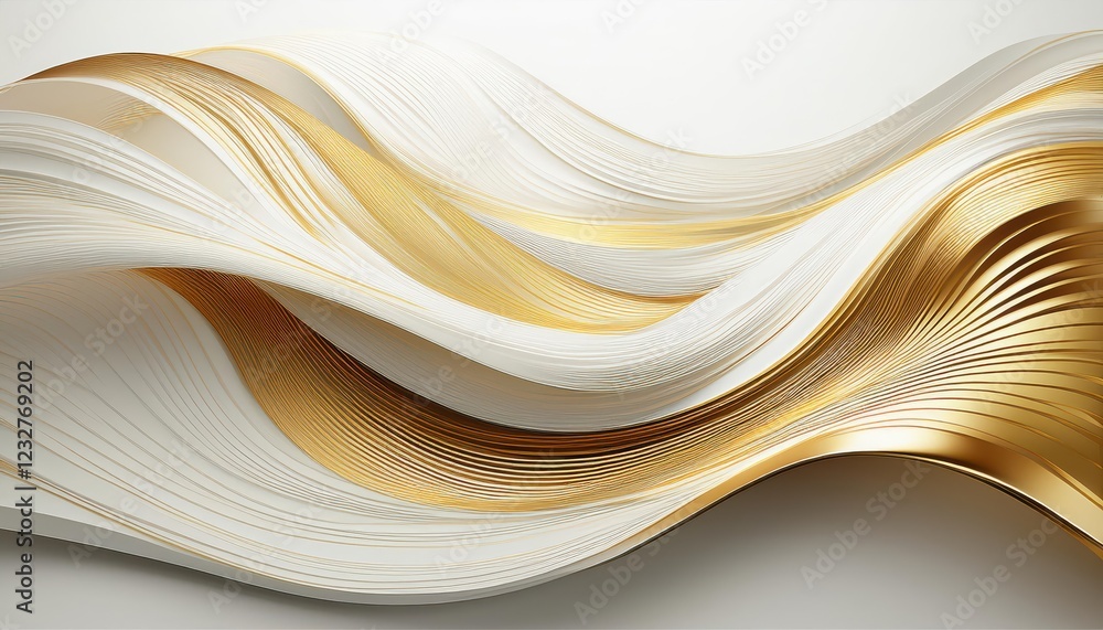 Poster striking abstract gold wave line on white background a captivating study of light and movement in mi