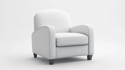 Fototapeta premium White Upholstered Armchair Isolated on White Background