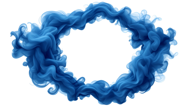 Isolated circle of smoke in the shape of a circle, space for copy