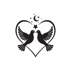 Obraz premium Harmony of the Heavens Doves Framed in a Nightly Glow