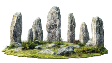 Ancient stone circle monument isolated on a white transparent background