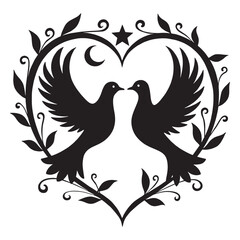 Obraz premium Harmony of the Heavens Doves Framed in a Nightly Glow