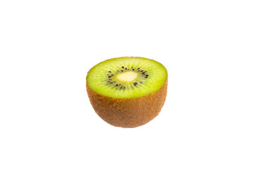 Kiwi isolated on white background. Whole fruit and slices pieces of kiwi on white background. fresh ripe juicy kiwi. Tropical fruit. Organic fruit.