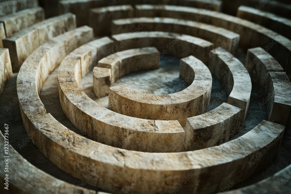 Poster stone maze circular pattern abstract design