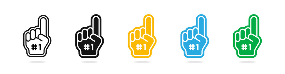 Fototapeta premium Best fan number one glove icons. Foam gloves with raised finger