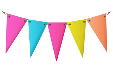 Carnival garland with flags isolated on transparent or white background