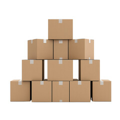 Obraz premium Stack of protective packaging boxes on white or transparent background