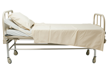 Hospital bed isolated on white or transparent background