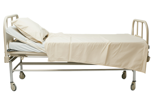 Hospital bed isolated on white or transparent background