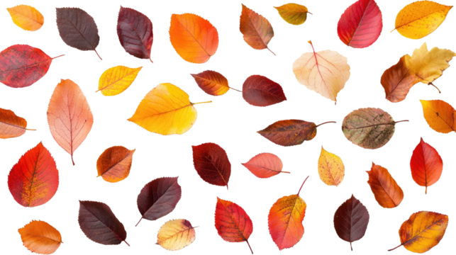 Autumn Leaves isolated on a white transparent background - Powered by Adobe