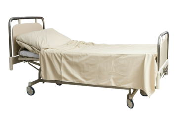 Hospital bed isolated on white or transparent background