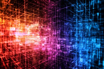 Obraz premium Abstract Digital Background with Vibrant Blue and Orange Lines