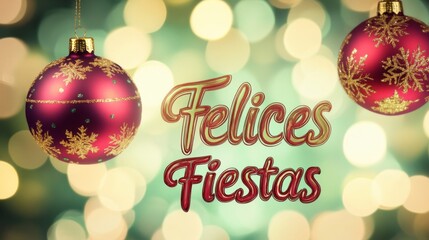 Happy Holidays Festive Decorations with Christmas Ornaments