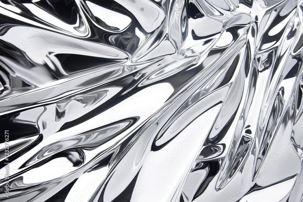 Poster abstract silver pattern with shiny metallic surface and reflective texture