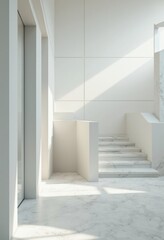 Obraz premium Luxurious White Staircase with Marble Floor