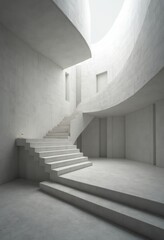 Obraz premium Minimalist Concrete Staircase in a Modern Building