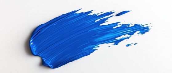 blue acrylic paint stroke on white background