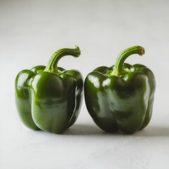 "Fresh Green Bell Peppers Isolated on White Background"
