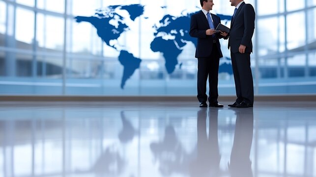 Global business partners meeting, office, world map