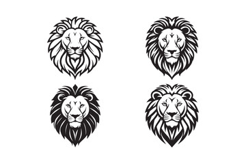 Lion Head Silhouette Logo Set for Branding and Apparel Designs