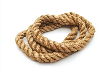 Obraz premium Coiled nautical rope isolated on white background