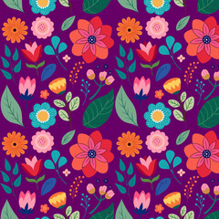 Fototapeta premium Colorful flowers patterns collection design elements, icons, shapes. Wild and garden flowers, leaves black and white outline illustrations