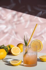Fototapeta premium Arrangement with drink and lemons