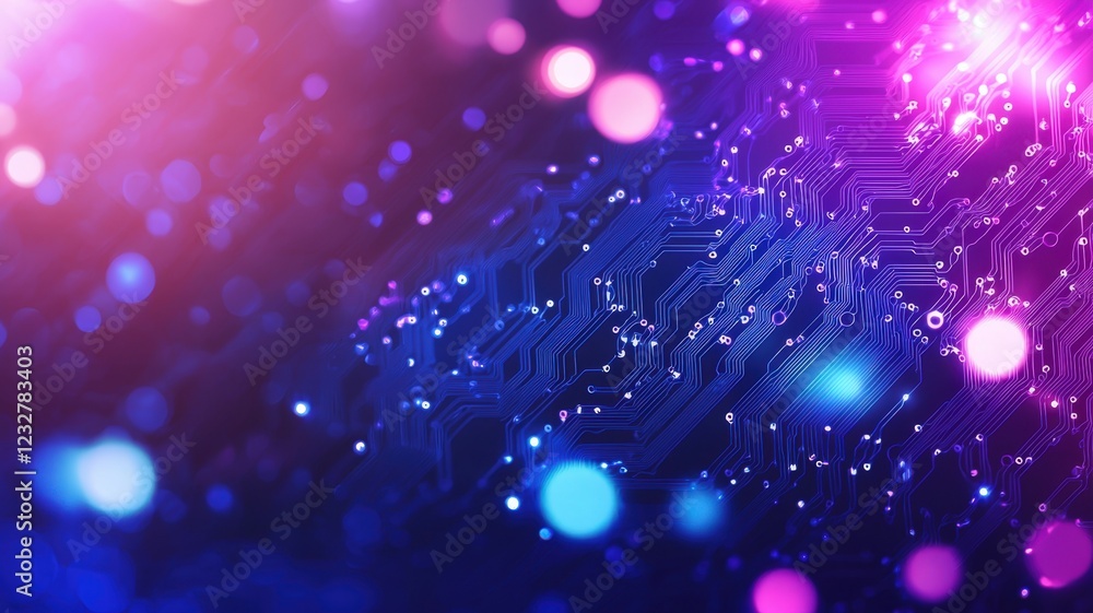Poster sparkling bokeh neon lights and luminous particles dancing, generating enchanting festive background