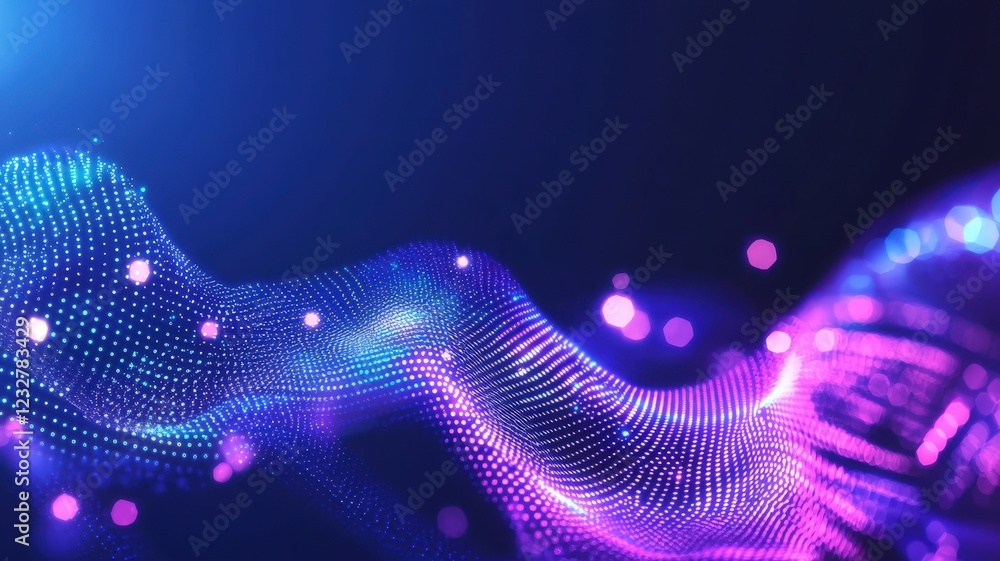 Poster abstract sparkling bokeh neon lights and luminous particles dancing, generating enchanting festive b