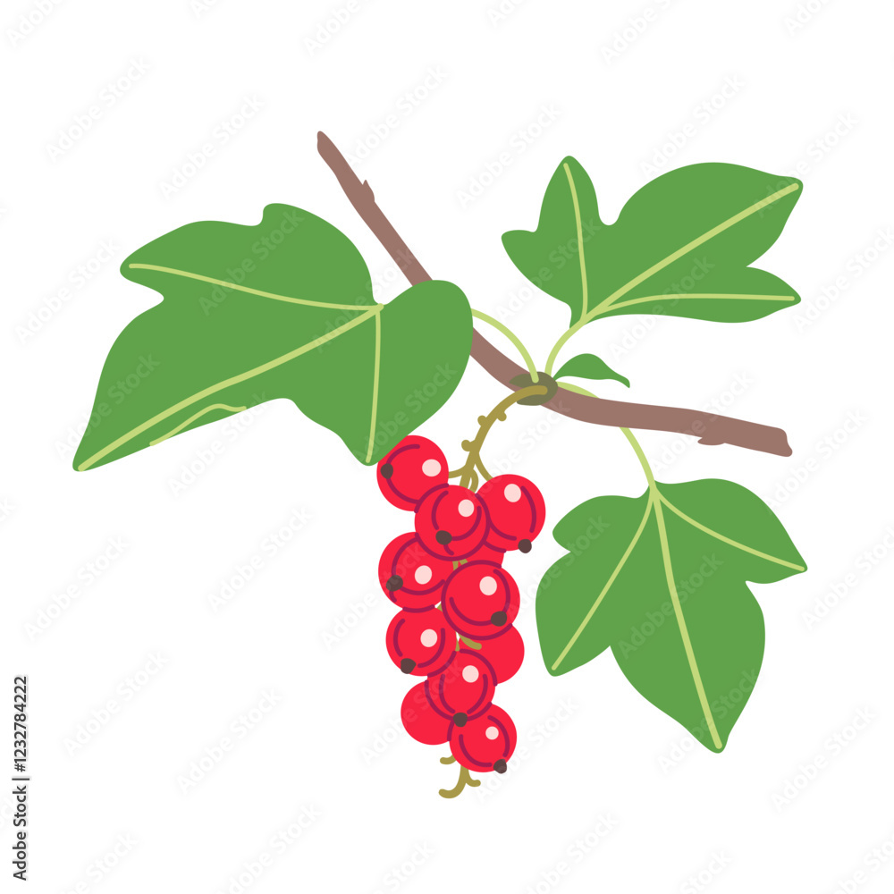 Canvas Prints red currant branch with berries and leaves