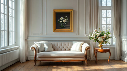 Klasyczne stylowe wnętrze, tło generative ai 