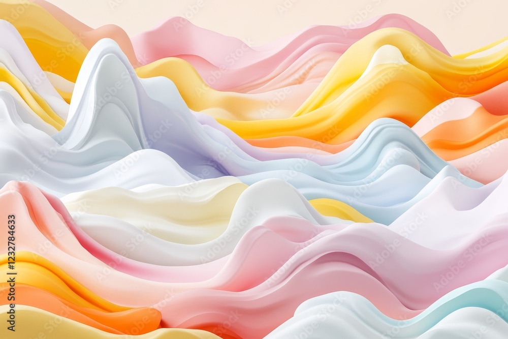 Poster colorful abstract wave pattern with soft curves and fluid shapes